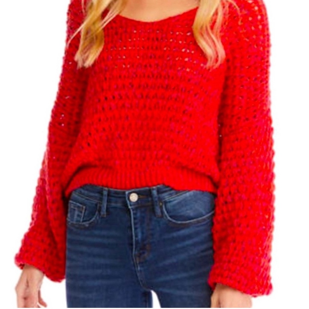 Free People Vibrant Red Women's Sweater